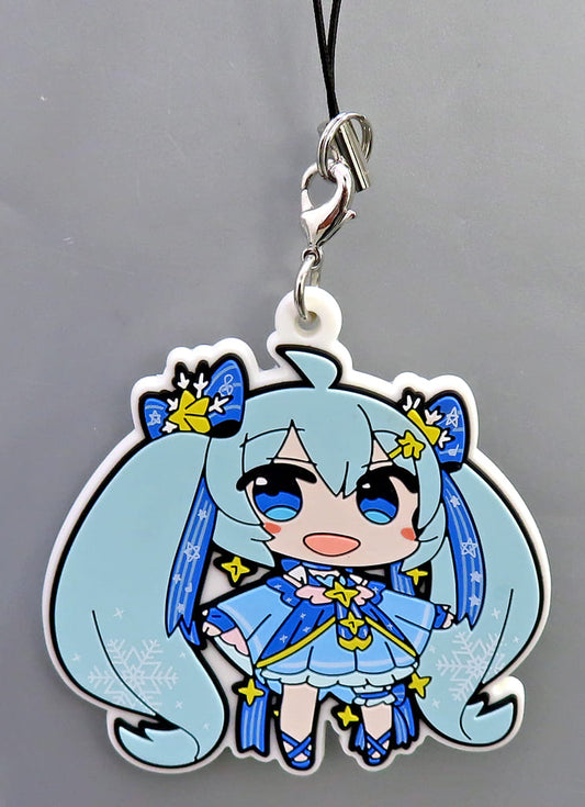 Hatsune Miku (Snow Miku 2019 Blue Outfit, Double Side Ribbons) Rubber Strap - Movic - Length Approx. 6 cm - Pre-owned