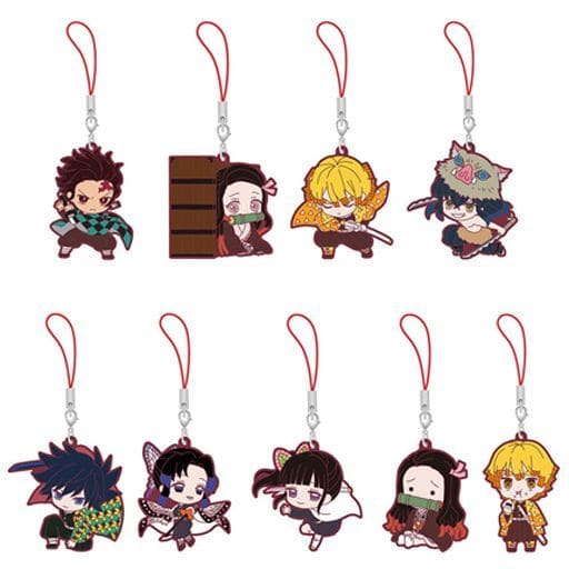 Demon Slayer: Kimetsu no Yaiba Capsule Rubber Mascot 2 Keychain by Bandai, Random Single Item