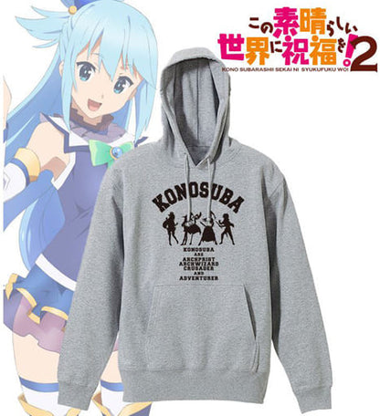 KonoSuba 2 College Design Gray Hoodie Men's M