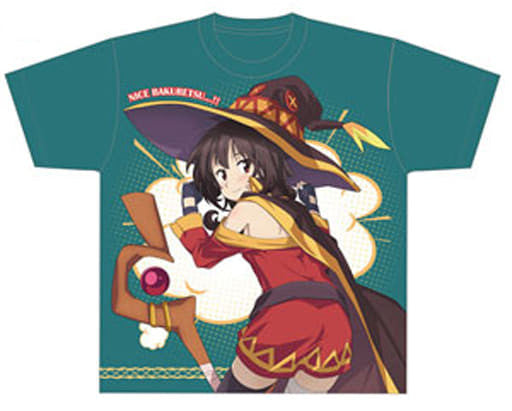 Megumin Full Graphic T-Shirt Green XL KonoSuba Movie