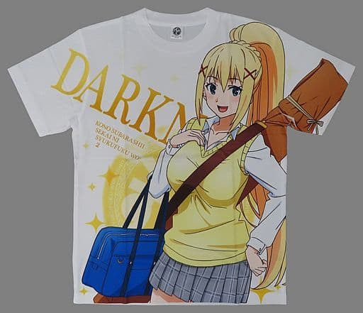 Darkness T-Shirt White Free Size KonoSuba 2 × Don Quijote