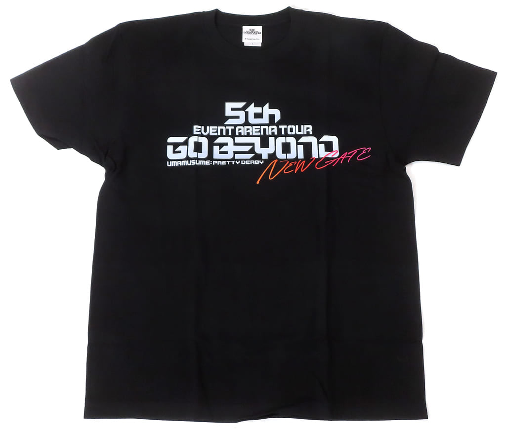 Umamusume Pretty Derby Official Logo T-Shirt - 5th EVENT ARENA TOUR GO BEYOND -NEW GATE- (Black, Size L) by Cygames - Used