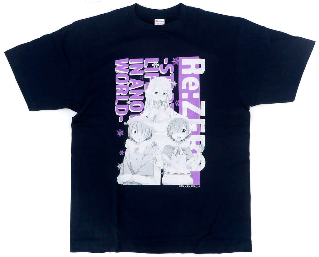 Re:Zero Emilia, Ram & Rem Winter T-Shirt Navy XL