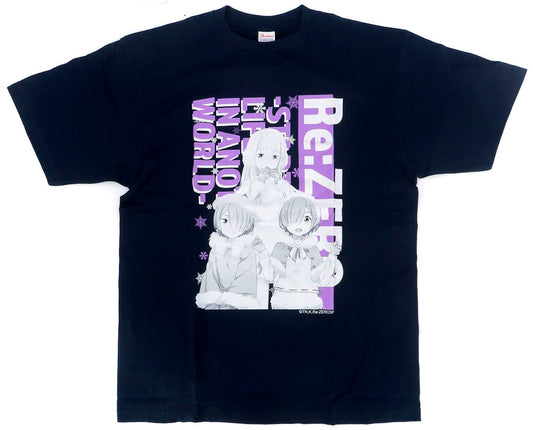 Re:Zero Emilia, Ram & Rem Winter T-Shirt Navy XL