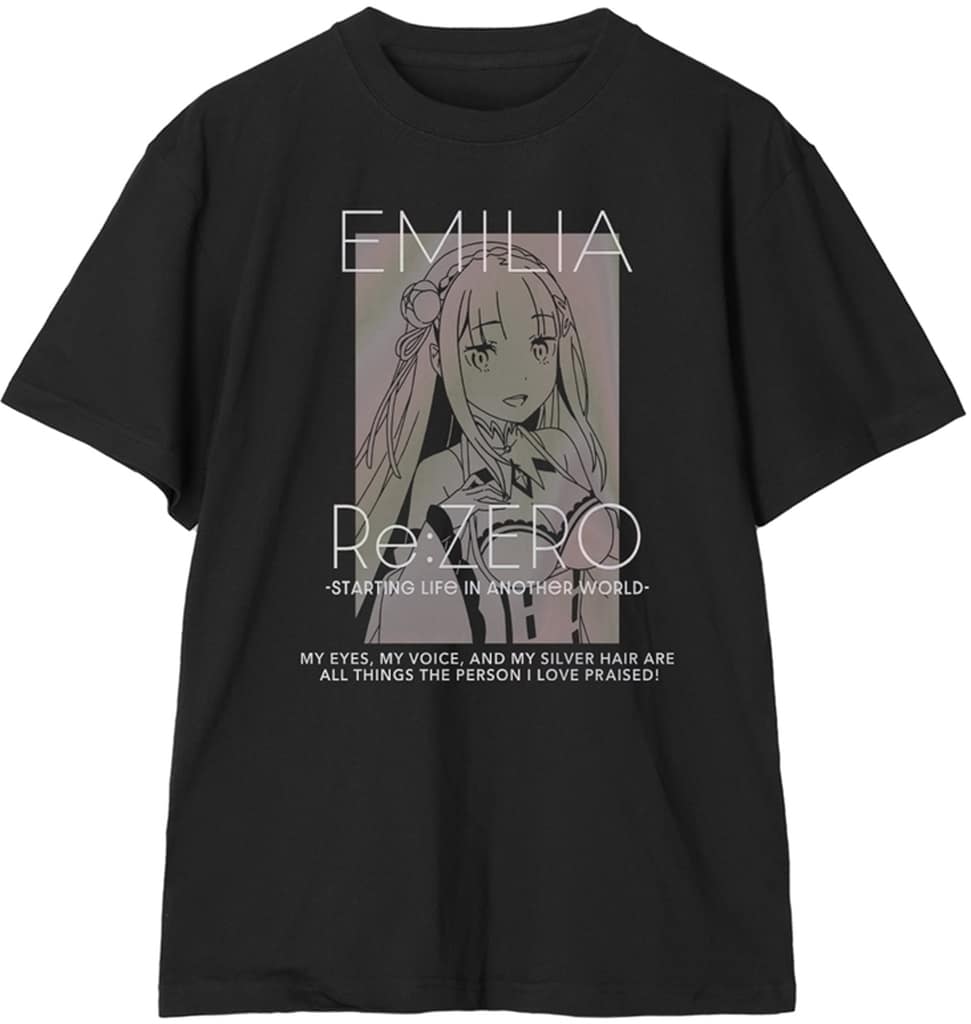Emilia Aurora Flash T-Shirt Black Men's L Re:Zero