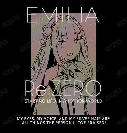 Emilia Aurora Flash T-Shirt Black Men's L Re:Zero