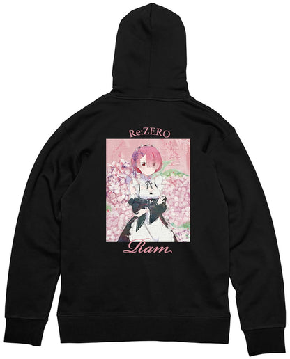 Ram grunge CANVAS Back-Print Hoodie Black Men's L Re:ZERO