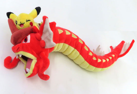 Red Gyarados & Pikachu Plush - Pokémon Center Hiroshima Renewal Opening Commemorative Plush (Approx. 10×42×15 cm) - Pokémon Brand - Pre-owned