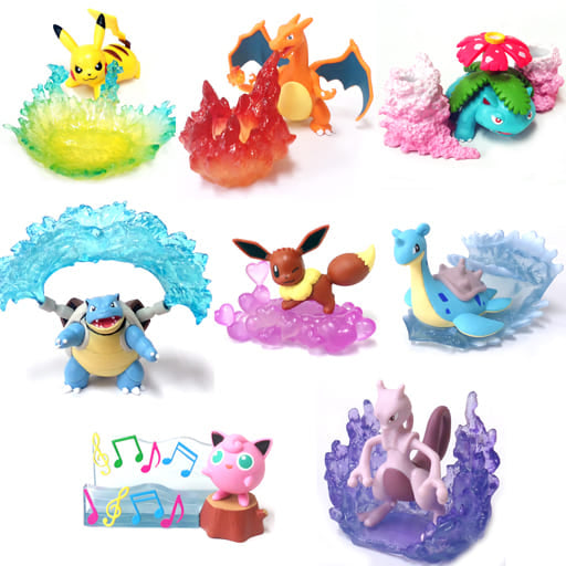 Pokémon Desk Helper Figures 2 — Complete 8-Figure Set by Re-Ment (Pikachu, Charizard, Venusaur, Blastoise, Eevee, Lapras, Jigglypuff, Mewtwo) - Used, ~90×70×50mm