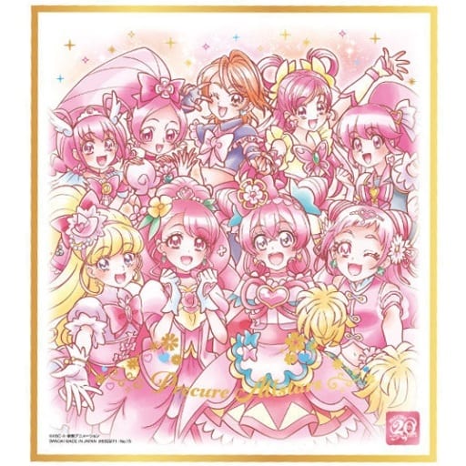 Pretty Cure All Stars (Pink) A - Shikishi Art 20th Anniversary Special Bandai Collectible (Approx. 135 x 120 mm)