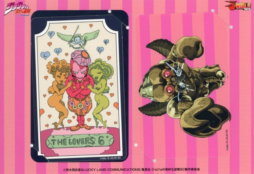 Lovers Stand IC Card Sticker 2-Piece Sheet from JoJo's Bizarre Adventure in J-WORLD TOKYO, Avdol Tarot Fortune Prize