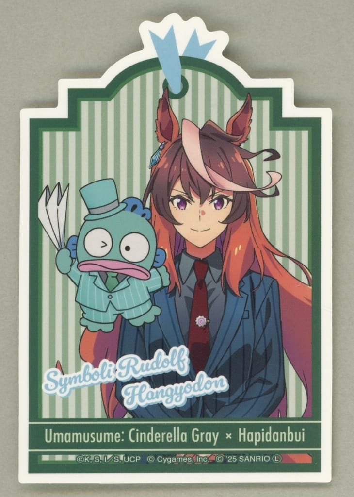 Symboli Rudolf & Hangyodon Die-Cut Mobile Sticker — Umamusume: Cinderella Gray × Hapidanbui (Approx. 9×6 cm, Used)