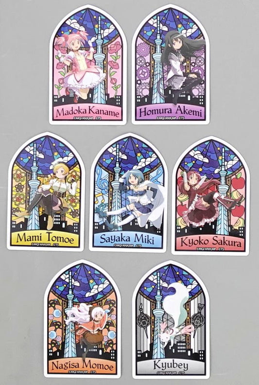 Tokyo Skytree × Puella Magi Madoka Magica Key Visual Sticker Set (7 Designs) - Approx. 70 x 40 mm Each - Pre-owned