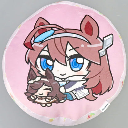 Mihono Bourbon & Rice Shower Round Cushion - Uma Musume Pretty Derby POP UP STORE in Marui (Approx 35cm, Polyester, Pre-owned)