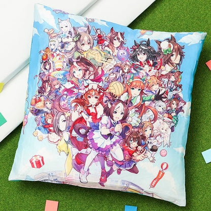 Key Visual Square Cushion - Umamusume Pretty Derby "Nekketsu Hachamecha Daikanshasai" (30×30cm, Movic, Pre-owned)
