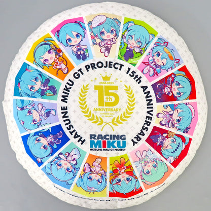 Hatsune Miku Racing ver. Circle Cushion — Hatsune Miku GT PROJECT 15th ANNIVERSARY! Lottery Anniversary Prize (Diameter 50 cm)