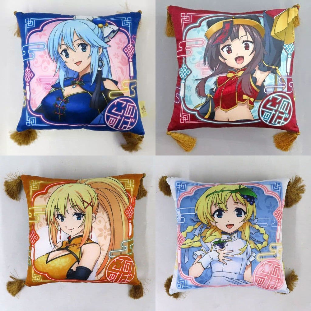 Taito KonoSuba 3 D Prize Tassel Cushion Complete Set of 4