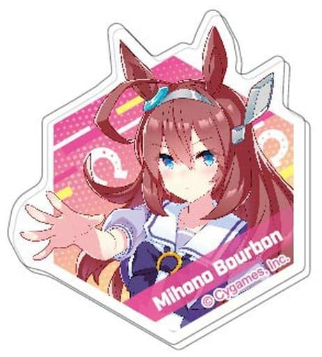 Mihono Bourbon Acrylic Badge Umamusume Pretty Derby HasePro Bandai 60x50mm Pre-owned