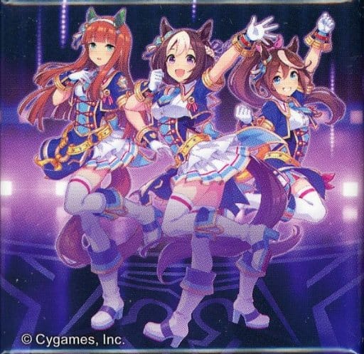 Never Looking Back Trading Square Can Badge - Umamusume Pretty Derby 4th EVENT SPECIAL DREAMERS!! EXTRA STAGE (40mm, Cygames, Used)