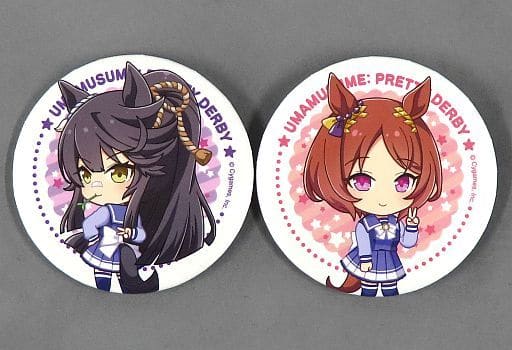Narita Brian & Sakura Laurel Trading Can Badge Set - Seven-Eleven × Umamusume Pretty Derby 2nd Anniversary V-Sign 54mm (2-piece)