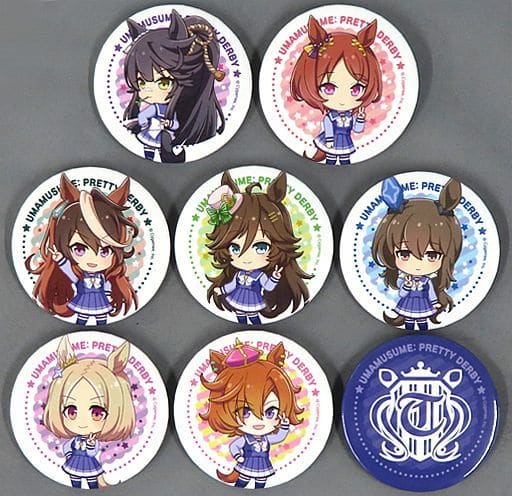 Umamusume Pretty Derby 2nd Anniversary V-Sign Trading Can Badge — Full 4-Type Set (Seven-Eleven Exclusive, 2-Badge Trading Packs, 54mm)