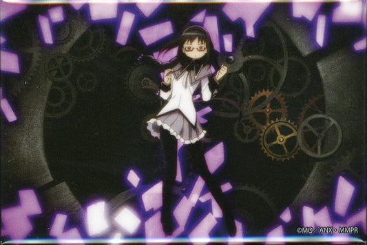 Homura Akemi Square Scene Cut Can Badge - Puella Magi Madoka Magica Movie Rebellion D Prize (Aniplex) Approx. 78 mm - Pre-owned