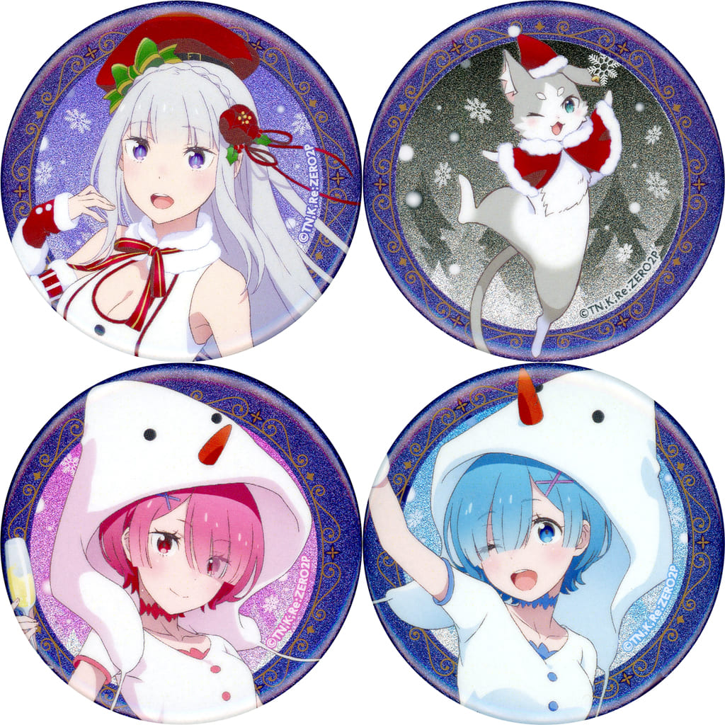 Re:ZERO Kira Kira Can Badge Set of 4 White Winter Ver.