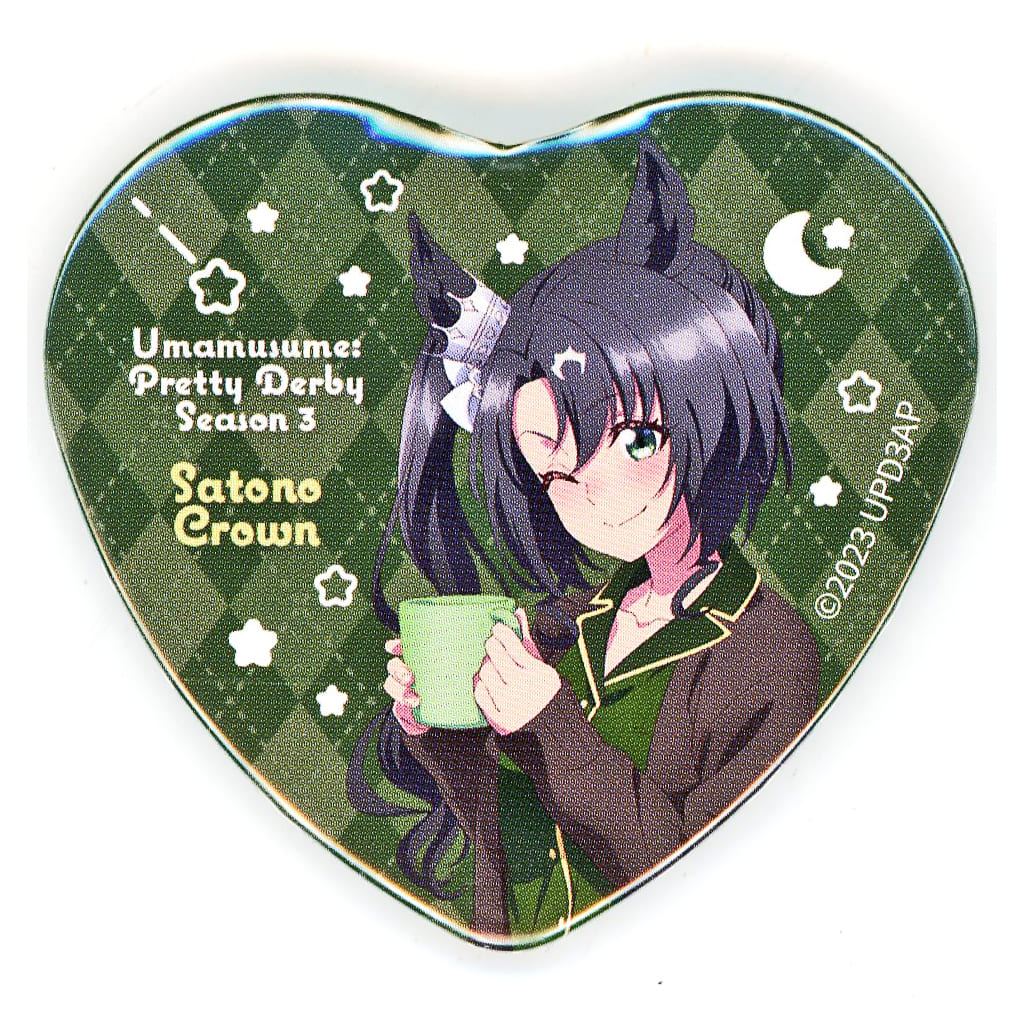 Satono Crown Heart Can Badge - Umamusume Pretty Derby Season 3 NAMCO Promotion "Relax time" Character Pop Store - Bandai Namco Amusement (Approx. 57×52.5mm)