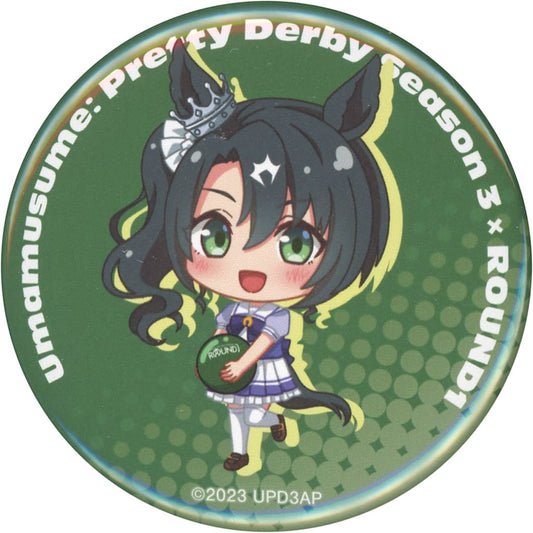 Satono Crown Chibi Trading Can Badge - Umamusume Pretty Derby Season 3 × ROUND1 (55mm) - Alma Bianca