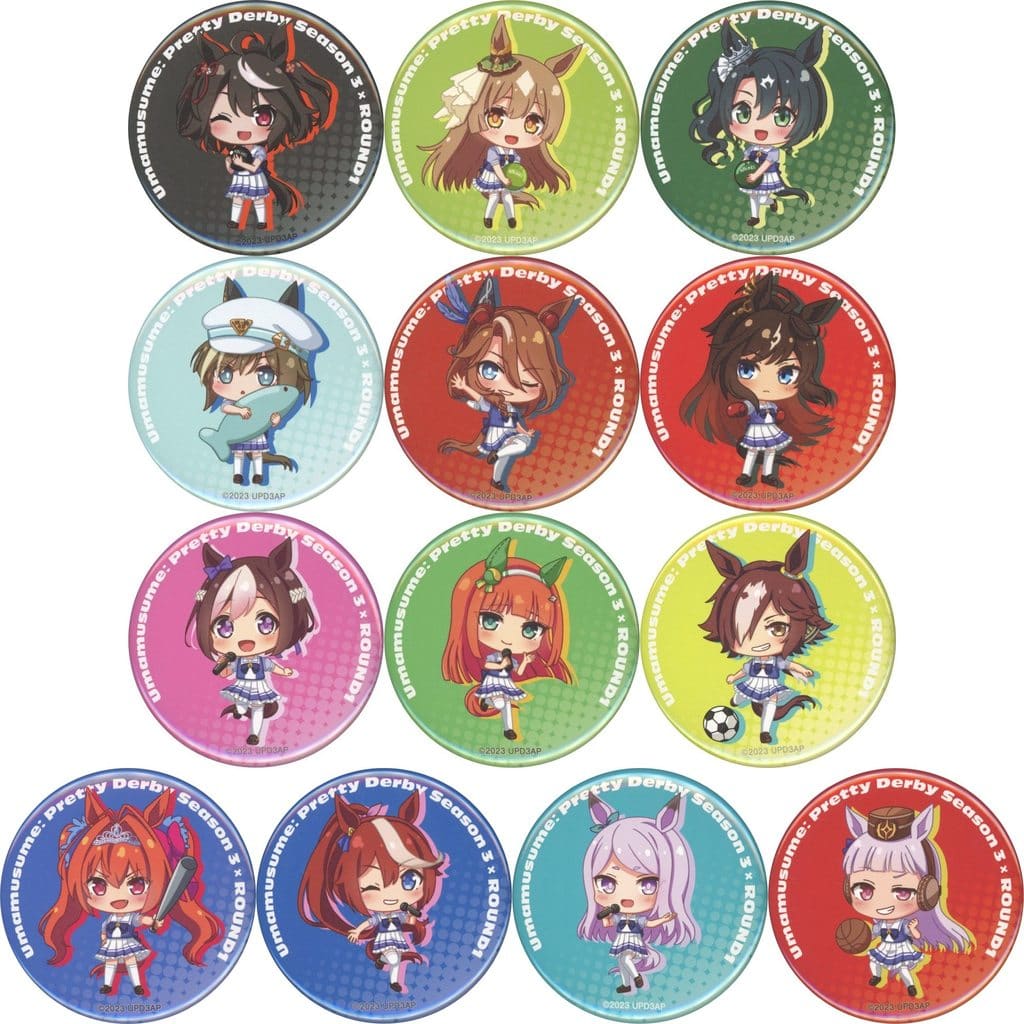 Full 13-Set Umamusume Pretty Derby Season 3 × ROUND1 Chibi Character Trading Can Badges - Almabianca 55mm (Used)