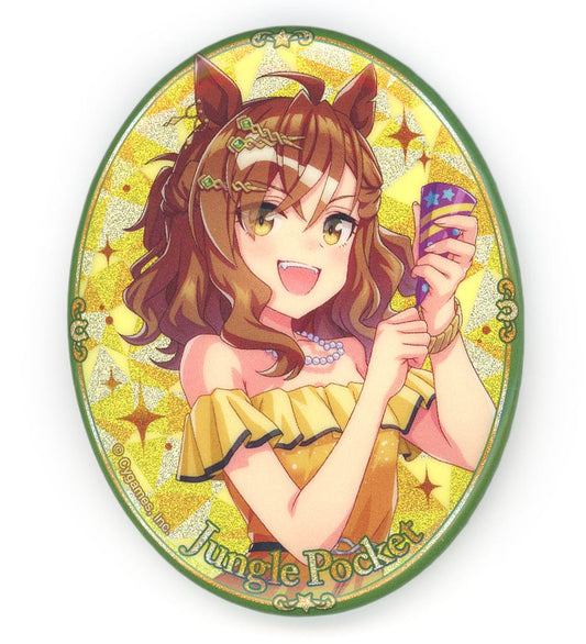 Jungle Pocket Official Glitter Can Badge 3rd Anniversary Ver. — Umamusume Pretty Derby (Cygames, 48×61mm, Pre-owned)