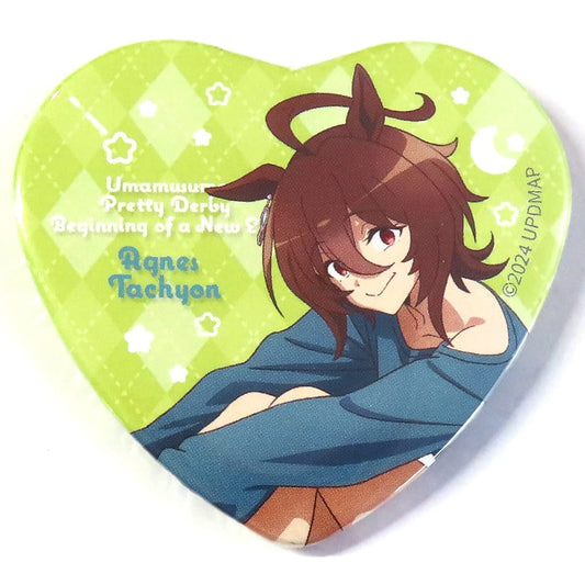 Agnes Tachyon Heart Can Badge - Umamusume Pretty Derby – Beginning of a New Era NAMCO Promotion "Relax time" Character Pop Store (Approx. 57×52.5mm)