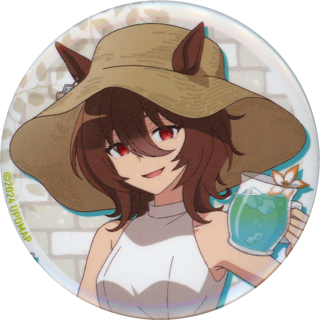 Agnes Tachyon Trading Can Badge - Umamusume Pretty Derby – Beginning of a New Era × Chugai Grace Cafe Vacation Ver. (57mm, Pre-owned)