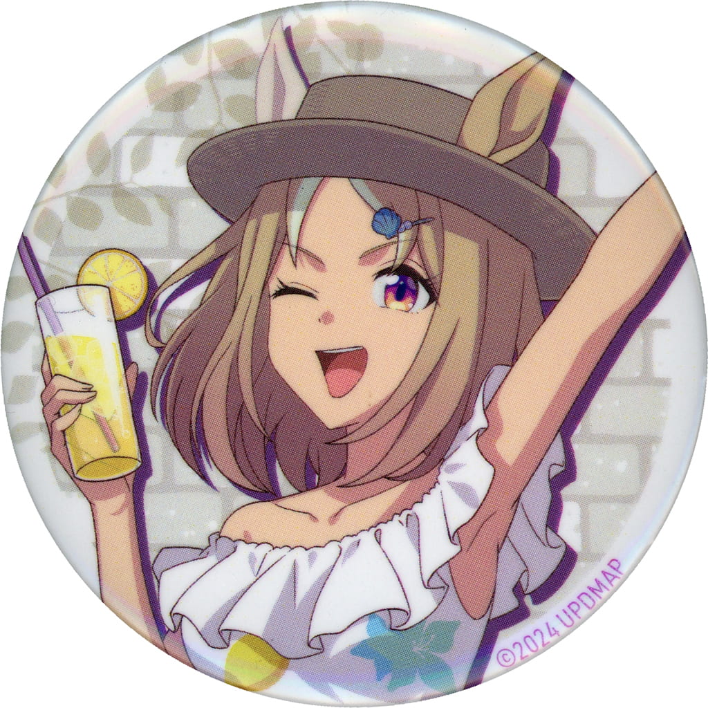 Narita Top Road Trading Can Badge - Vacances ver. - Umamusume Pretty Derby – Beginning of a New Era × Chugai Grace Cafe (57mm, Chugai Kogyo, Used)