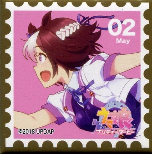 Special Week Stamp-Style Square Tin Badge (C Prize) - Umamusume Pretty Derby Character Fukubukuro Kuji | Fukuya - 4 cm