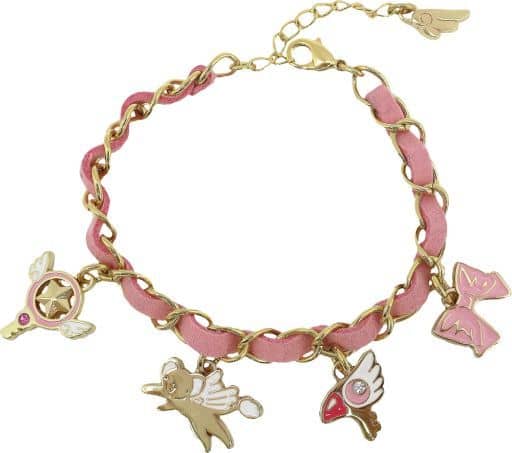 Cardcaptor Sakura Charm Bracelet - Ensky Pink Suede with Wing Charm, Length Approx. 225 mm (Pre-owned)