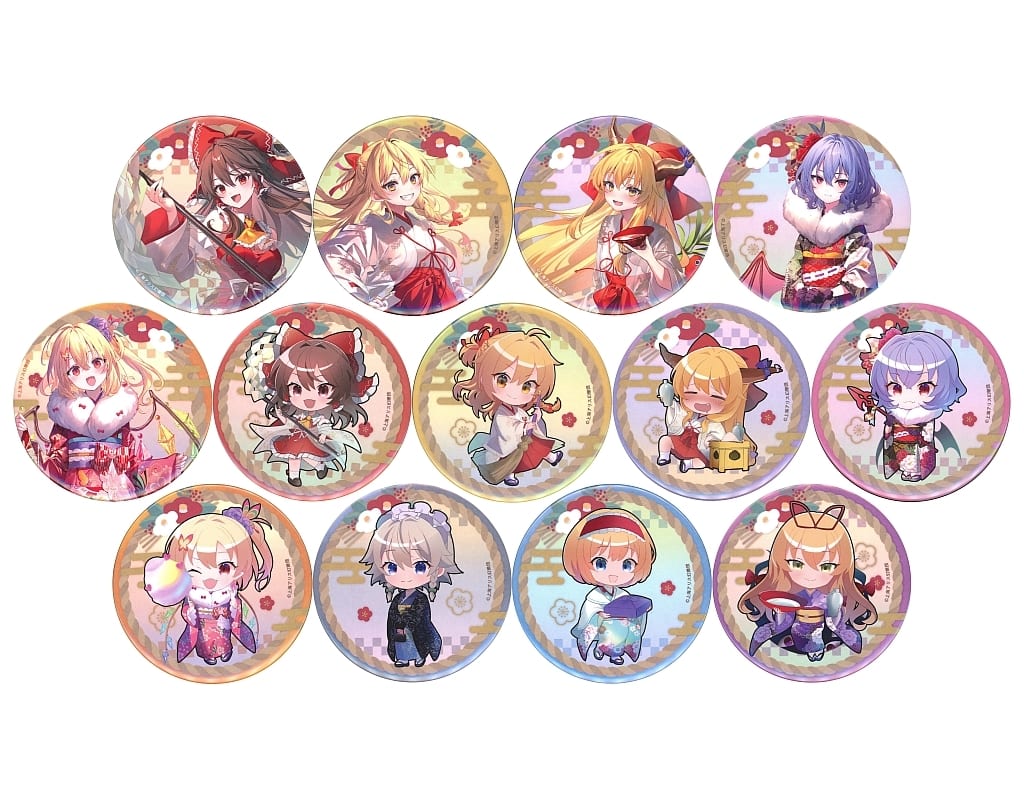 Touhou Project Lucky Can Badge BOX vol.2 - Complete 13-Badge Set (Approx. 7.5 cm) by Crux - Pre-owned