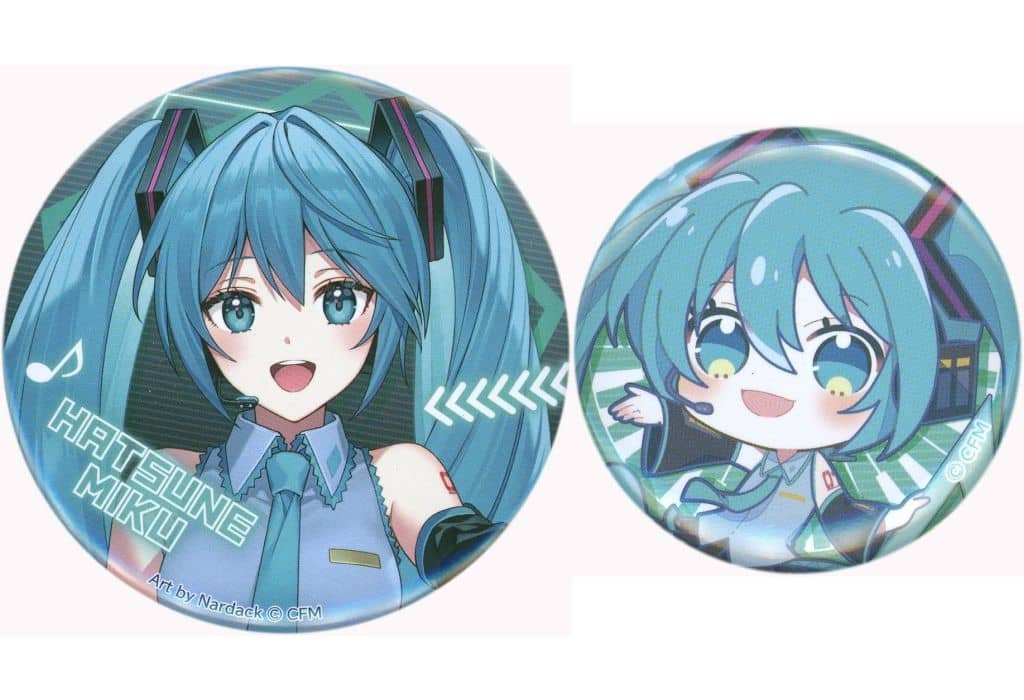 Hatsune Miku Can Badge Set (2-Piece) - Furyu Kuji "Noodle Stopper Figure" E Prize (Nardack Illustration)