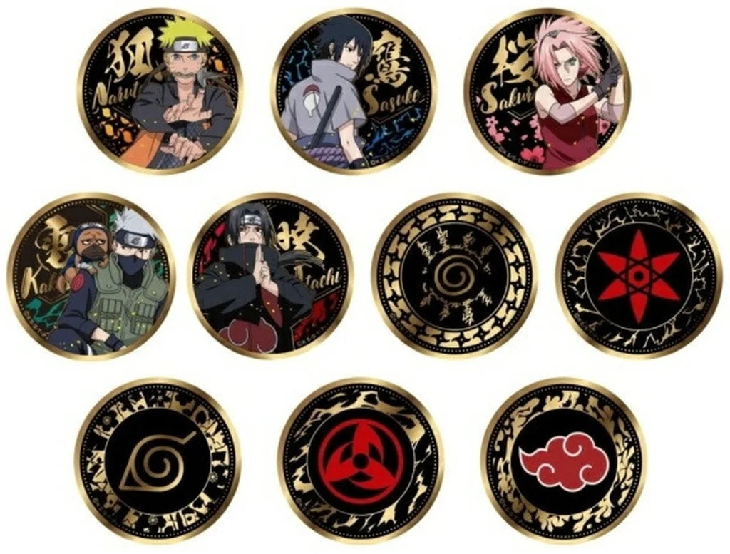 Naruto Shippuden Gold Badge Vol. 1 Complete 10-Design Set, Approx. 55 mm, Tenyo