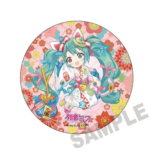 Hatsune Miku (Maneki Neko) Mega Tin Badge Stand - Art by rassu - 150mm Round - KADOKAWA (Pre-owned)