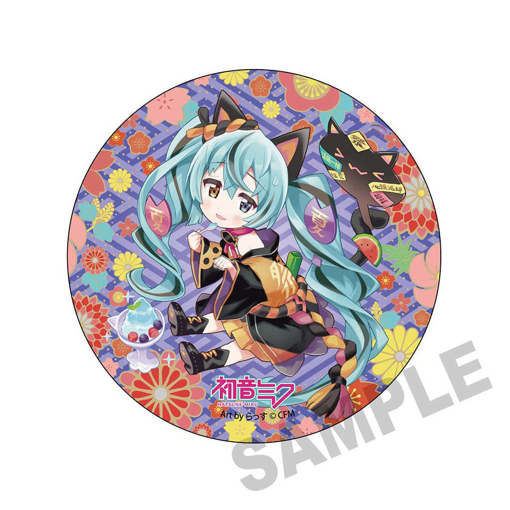 Hatsune Miku (Black Cat) Mega Can Badge Stand — Art by Lass "Hatsune Miku × Maneki-neko" — KADOKAWA — 150mm (Pre-owned)