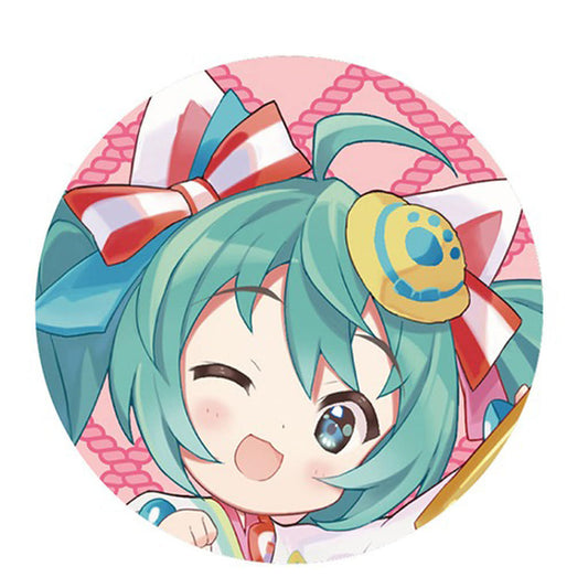 Hatsune Miku (White Cat A) Fuwamofu Touch Can Badge - Art by rass - KADOKAWA - 58mm - Pre-owned