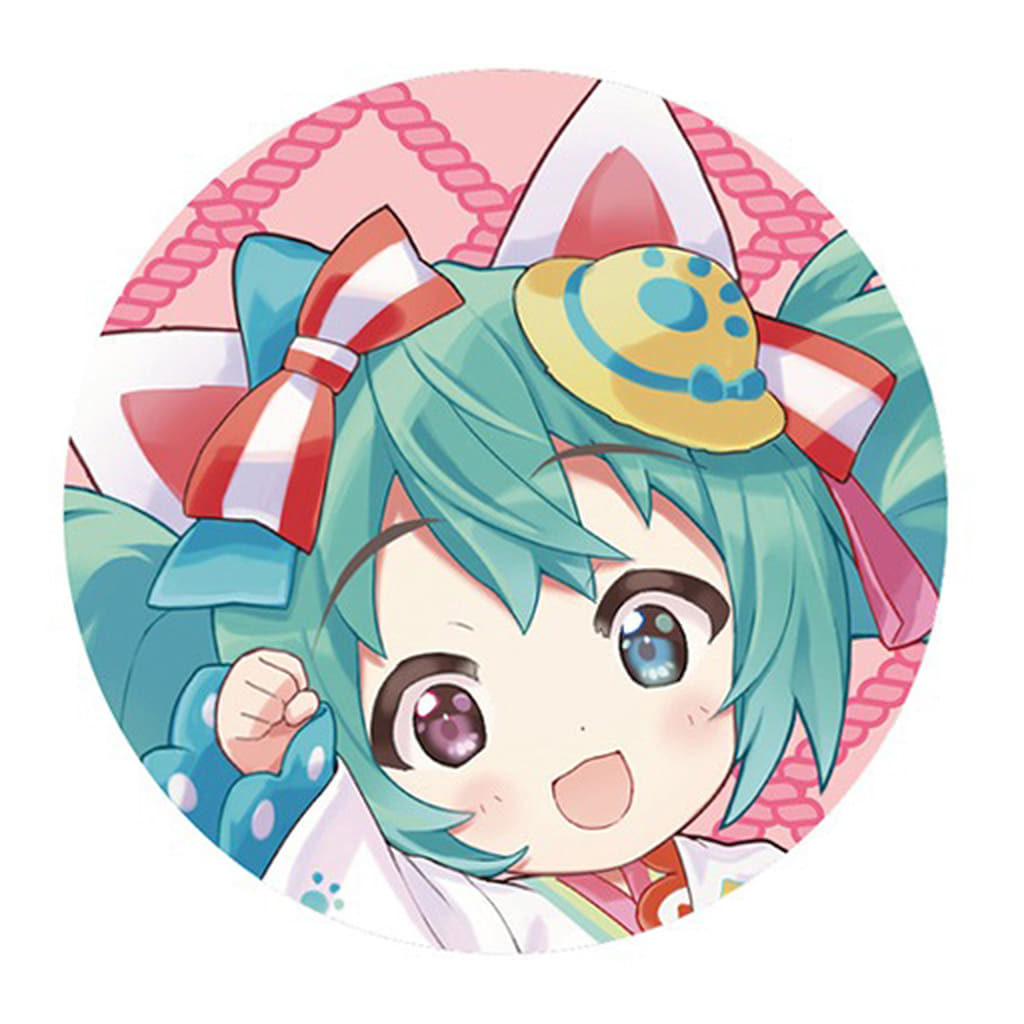 Hatsune Miku (White Cat B) Fluffy Touch Can Badge - "Hatsune Miku × Maneki-Neko" Art by Rassu - KADOKAWA - 58mm (Pre-owned)