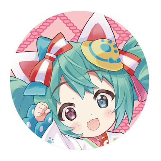 Hatsune Miku (White Cat B) Fluffy Touch Can Badge - "Hatsune Miku × Maneki-Neko" Art by Rassu - KADOKAWA - 58mm (Pre-owned)