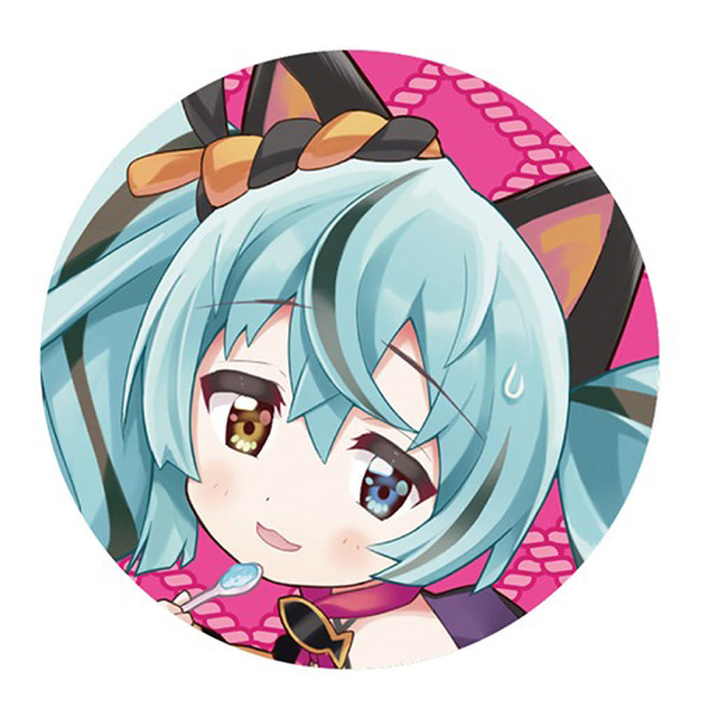 Hatsune Miku (Black Cat D) Fuwamofu Touch Can Badge - Art by Rassu - KADOKAWA - 58mm (Pre-owned)