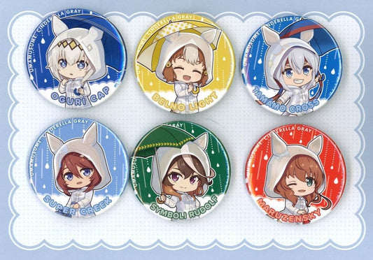 Umamusume: Cinderella Gray Can Badge Complete Set (Deformed ver.) — Lawson / @Loppi / HMV Limited — Double Culture Partners — 57mm Tin Badges (Complete Set of 6)