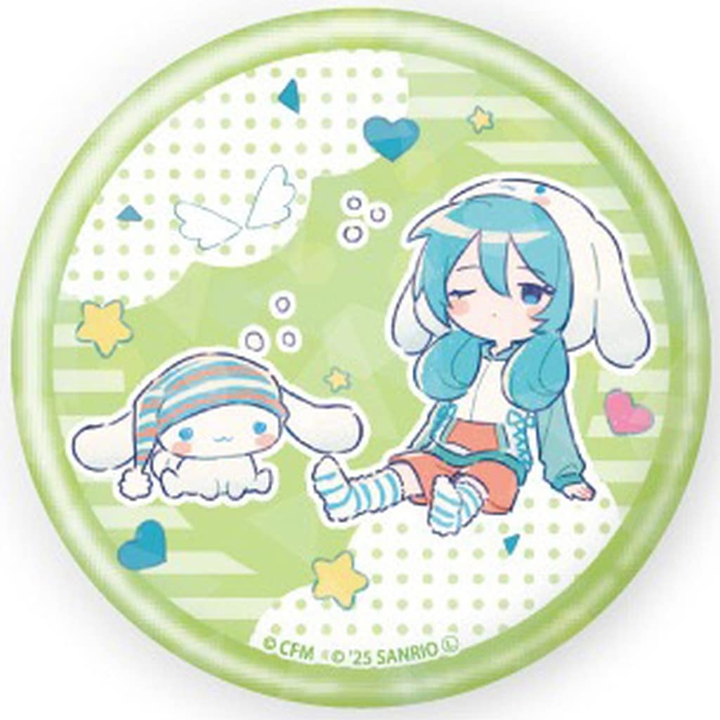 Hatsune Miku × Cinnamoroll Hologram 57mm Can Badge (Green) - Collaboration Illustration 03 - A3 (Pre-owned)