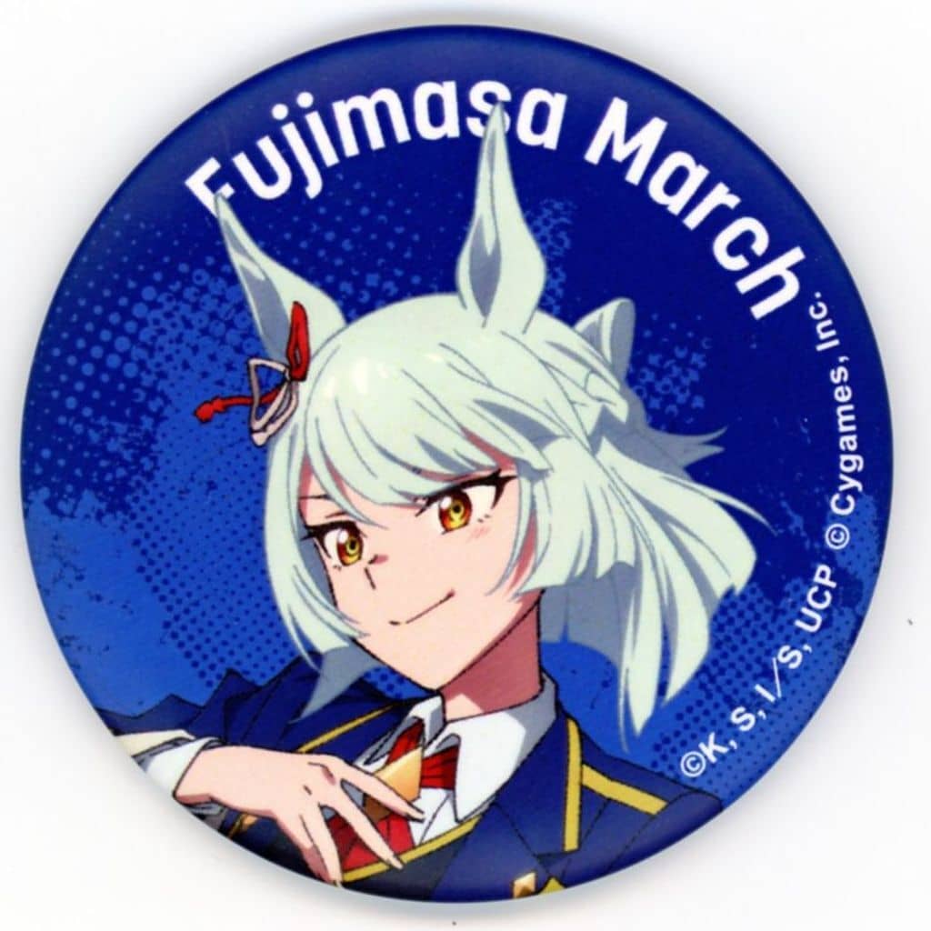 Fujimasa March Matte Character Badge - Umamusume: Cinderella Gray EXHIBITION "Hoofprints of a Monster" (Movic, 5.7 cm, Pre-owned)
