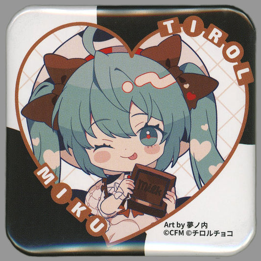 Hatsune Miku (D) Square Can Badge — Hatsune Miku × Tirol Chocolate Collaboration (Furyu) 5cm — Pre-owned