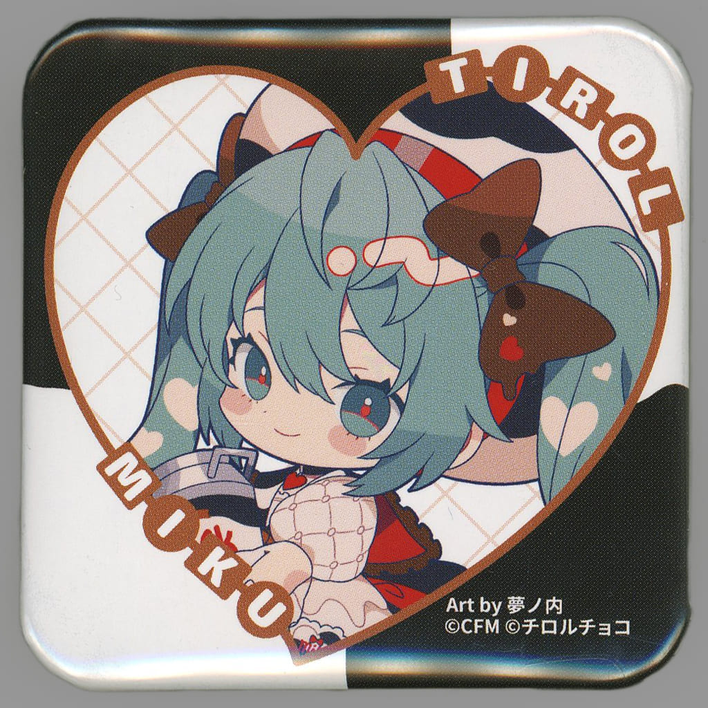 Hatsune Miku Square Can Badge - Hatsune Miku x Tirol Chocolate Collaboration by Furyu, 5cm (Pre-owned)